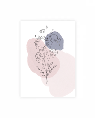 Biglietto auguri Cosmic Love, Pastel Line art, Liene Geidāne