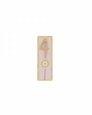 Candelina scintillante mini torta, numero 4, oro