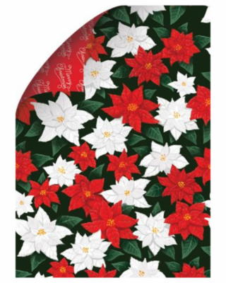Carta da regalo Natale, Evergreen Poinsettia, foglio