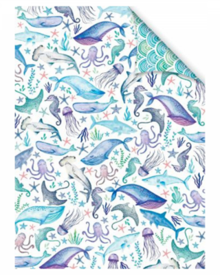 Carta de regalo Under the Sea, Balene, bilaterale, foglio