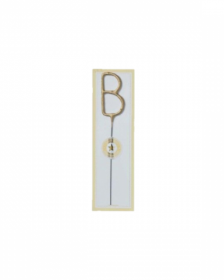 Candelina scintillante per torta, lettera B, oro