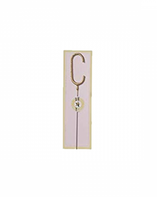 Candelina scintillante per torta, lettera C, oro