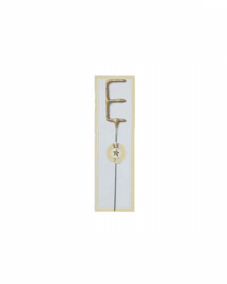 Candelina scintillante per torta, lettera E, oro