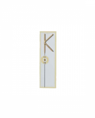 Candelina scintillante per torta, lettera K, oro