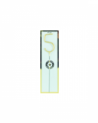 Candelina scintillante per torta, numero 5, oro