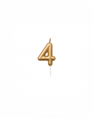 Candeline compleanno numero 4, colore oro