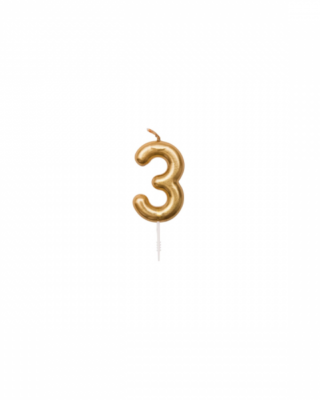 Candelina compleanno Numero 3, colore oro