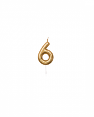 Candeline compleanno numero 6, colore oro
