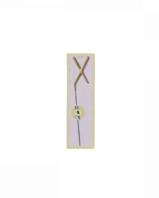 Candelina scintillante per torta, lettera X, oro