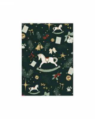 Cartolina Rocking Horse, Green, Winter Magic, Manilla
