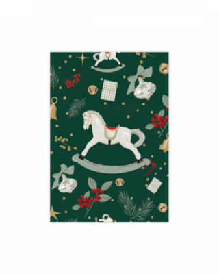 Biglietto auguri Rocking Horse, Dark Green, Winter Magic, Manilla