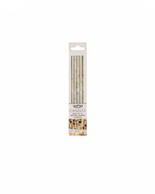Candeline compleanno, effetto marmo neutro, 12 pz