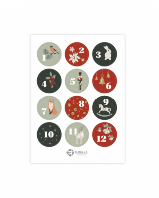 Manilla calendario dell avvento, adesivi 1-24, Winter Magic