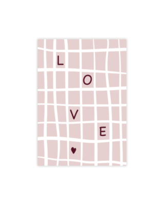 Biglietto auguri Love, Pink Checkered, Manilla